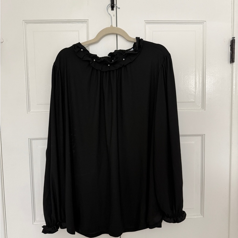 Sweet Rain Black & Pearl Cuffed Sleeve Blouse